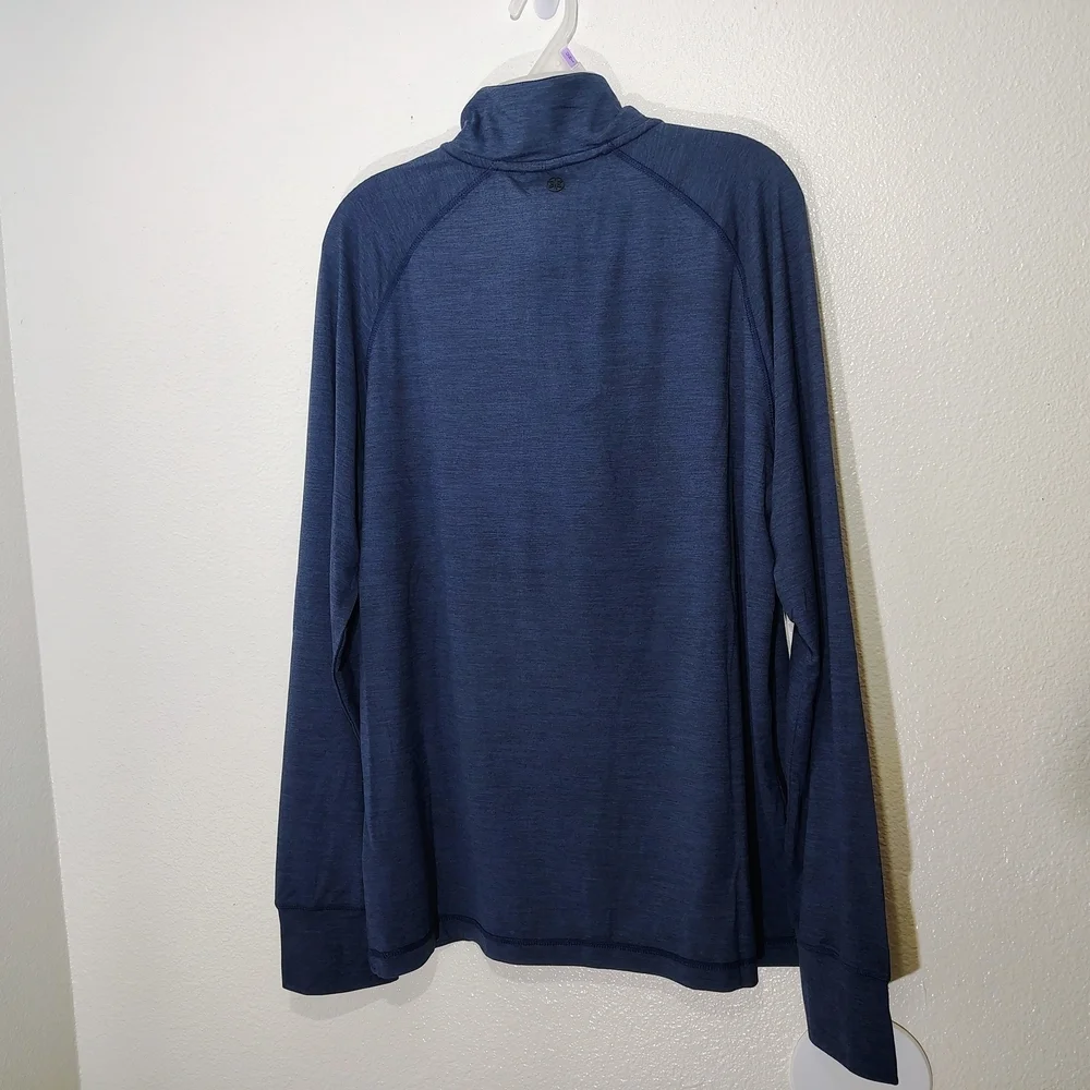 Gaiam Half Zip Pullover Active Top Blue | Long Sleeve Slim Fit | Size L
